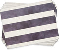 Pimpernel Mono Stripe Placemats, Set of 4 – (15.7" x 11.7") Decorative Dining Mats, Rectangular Cork-Backed Boards with Lacquer Finish, Heat & Stain Resistant Protective Tableware