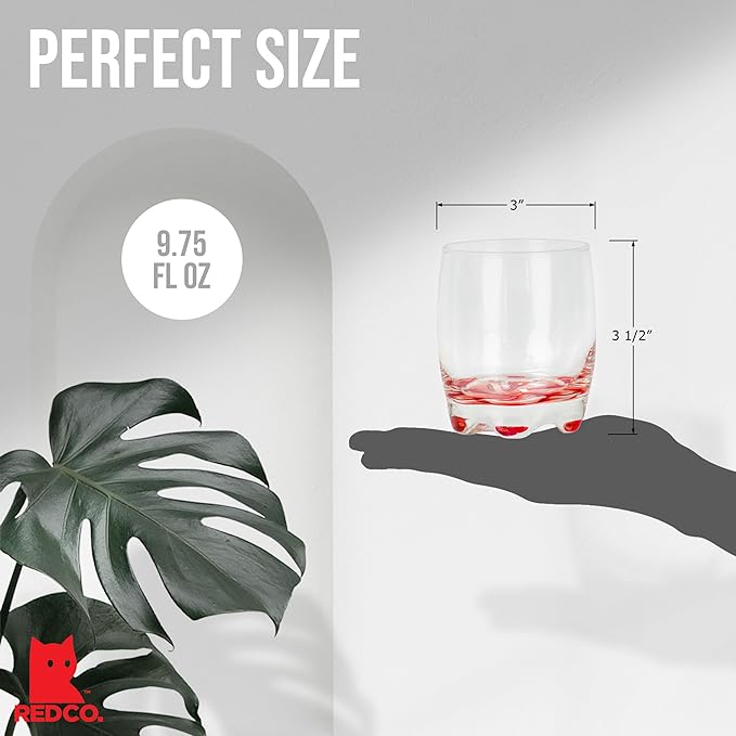 Red Co. Vibrant Splash Water Beverage Glasses, 9.75 Ounce - Set of 4