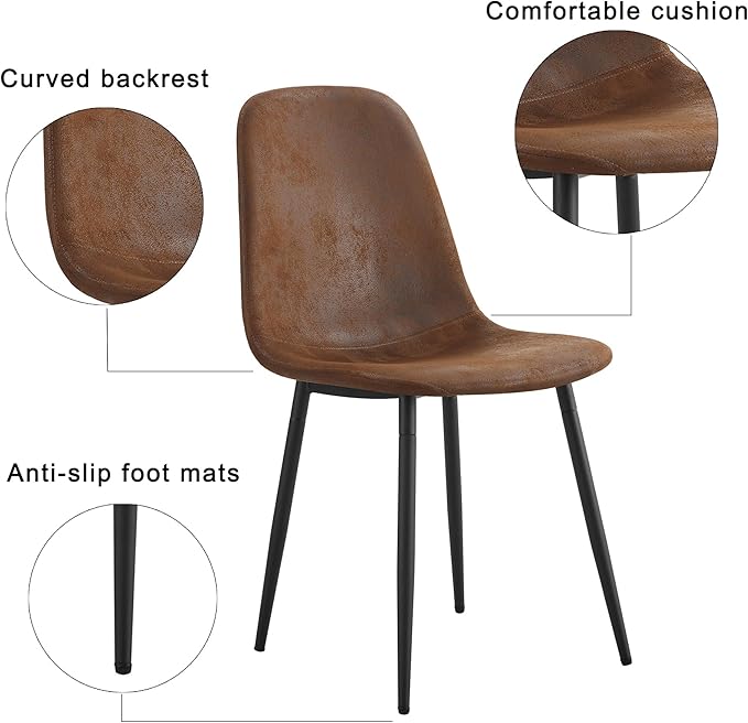 Dining Table Set for 4, Modern 55'' Dark Wood Dining Table and Fabric Dining Chairs Set of 4,Table and Chairs Set of 4,Ideal for Kitchen Dining Room