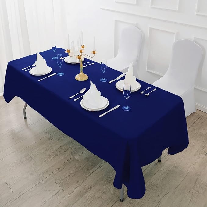 Fokitut 6 Pack Rectangle Tablecloth, 60x120 Inch, Stain Resistant and Wrinkle Polyester Table Cloth, Fabric Table Cover for Kitchen Dining, Wedding, Party, Holiday Dinner-Royal Blue