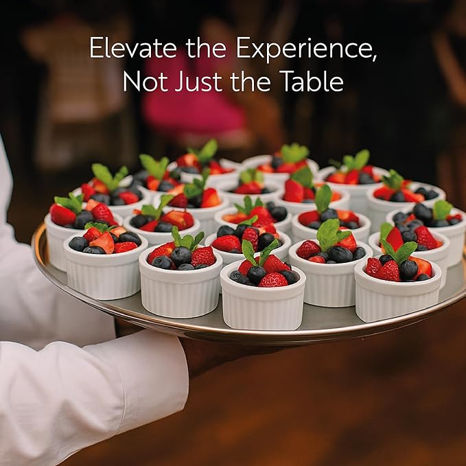 Restaurantware 5 Ounce Ramekin Bowls 10 Round Baking Ramekins - Microwave-Safe Oven-Safe White Porcelain Souffle Bowls Chip-Resistant For Appetizers Or Desserts
