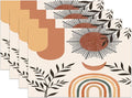 Mid Century Abstract Boho Placemats Orange Vintage Aesthetic Nature Leaf Sun Modern Washable Place Mats 12x18Inch for Dining Kitchen Farmhouse Decor 4 PCS