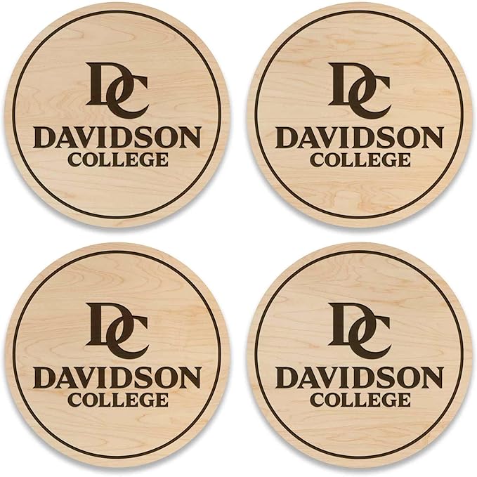 LazerEdge Davidson Wildcats Wooden Coaster Set - Maple Wood - Officially Licensed Product - 4-Pack