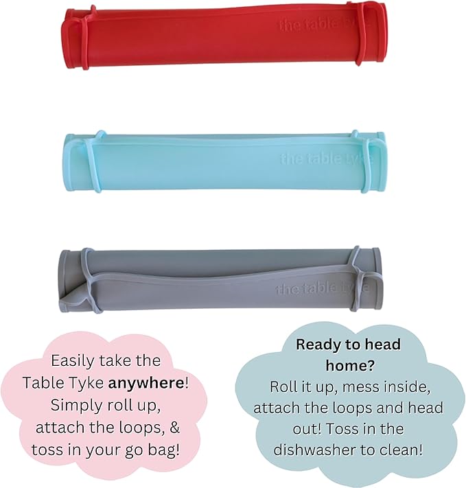 The Table Tyke Silicone Placemats for Toddlers with Patented Edge Bumper | Kids Placemats Non Slip Travel Ready | Baby Placemat BPA Free for Restaurant Dining Table | Slate Grey