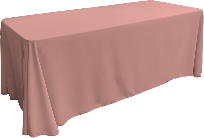 LA Linen Polyester Poplin Washable Rectangular Tablecloth, Stain and Wrinkle Resistant Table Cover Fabric Table Cloth for Dinning, Kitchen, Party, Holiday 90 by 132-Inch, Dusty Rose 90 in x 132 in