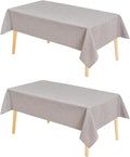 Hiasan 2 Pack Faux Linen Rectangle Tablecloth - Wrinkle and Stain Resistant Washable Table Cloth for Kitchen Dining Room Holiday Table Cover for Party Dinner, Stone, 90 x 132 Inch