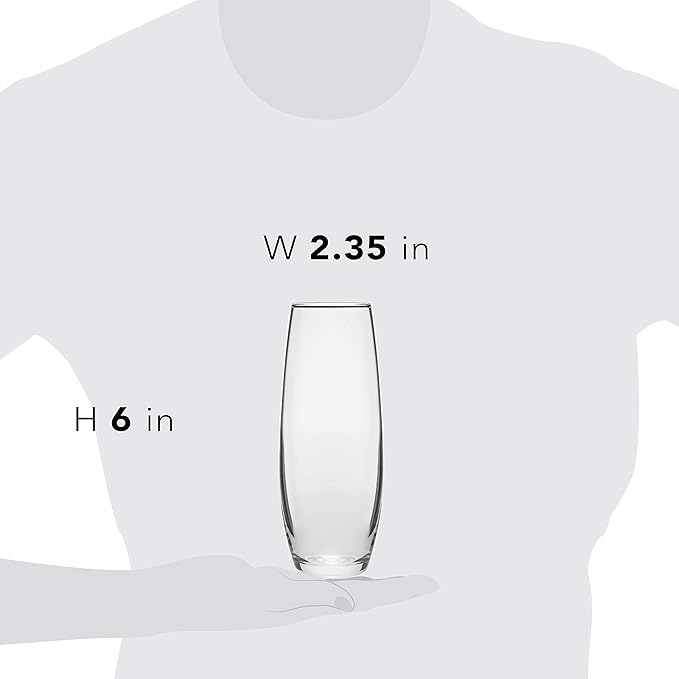 Libbey Stemless Flute Glasses, 9.6-ounce, Set of 6