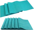 PIGCHCY Elegant Placemats and Table Runner, Durable Cleaning Set (6 Placemats + 1 Table Runner, Turquoise)