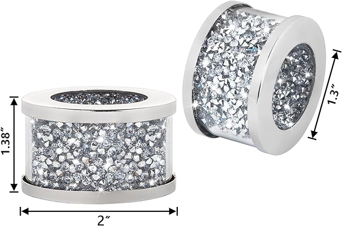 SHYFOY Silver Diamond Napkin Ring Set of 12 Pieces, Crystal Glass Framed Napkin Holder Ring, Dinning Cloth Decor for Dinner Party Tabletop Settings Glam Serviette Buckles Home Decor