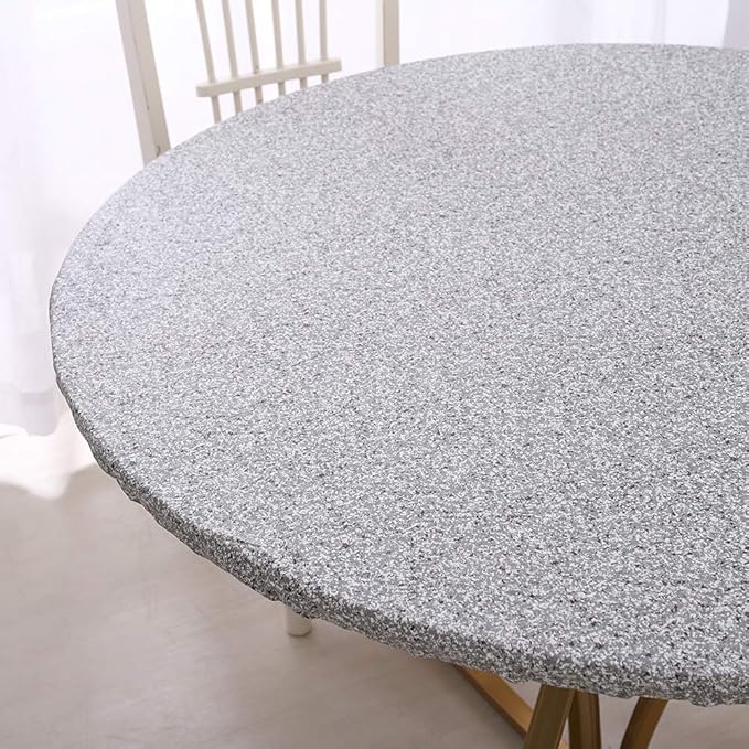 Walrus Round Vinyl Fitted Tablecloth with Flannel Backing Elastic Edge Design Table Cover Waterproof Oil-Proof PVC Table Cloth Stain-Resistant Best for 37"-44" Round