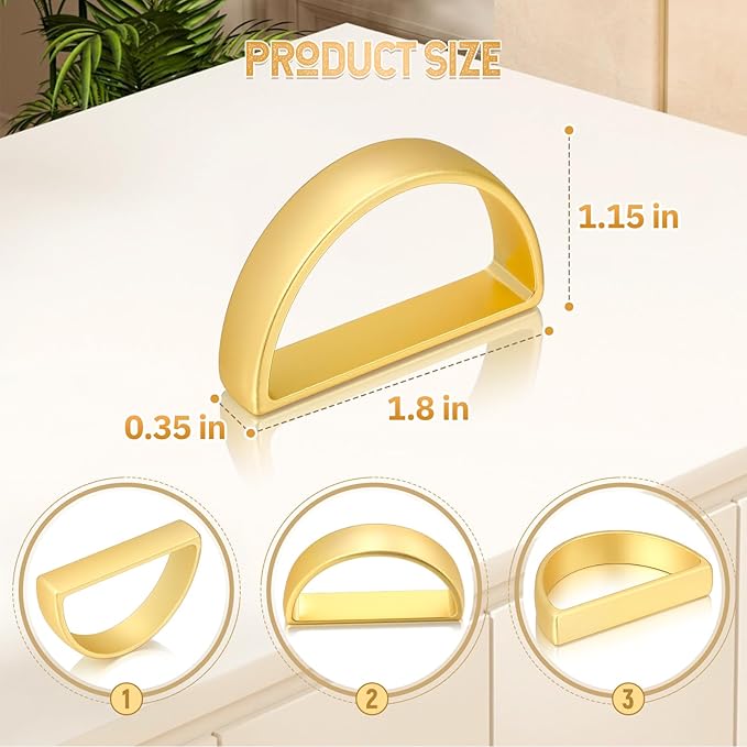 KPOSIYA Napkin Rings Set of 72, Matte Gold Napkin Rings Bulk for Table Settings, D-Shape Napkin Holders Rings for Dinner Table Decor, Easter, Fall,Thanksgiving, Christmas, Party,（Matte Gold,72 pcs）