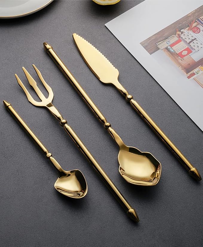 Silverware Set for 16 Durable 18/10 Stainless Steel Flatware Set Creative Styles 64 Piece Modern Cutlery Tableware Utensils Set for Home Kitchen Wedding Restaurant Knives forks and Spoons