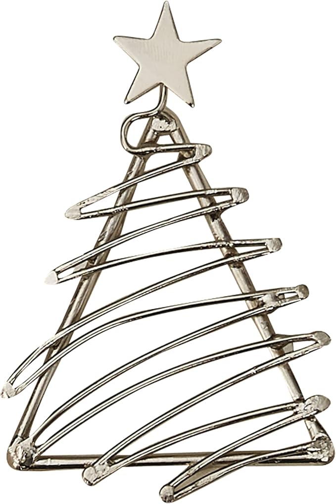 Park Designs Christmas Silver Tree Napkin Ring Set of 4 | 3" x 2" Metal Napkin Holders | Holiday Tree Cutout Design | Elegant Silver Christmas Table Decor | Reusable Dining Accessory for Festive Table
