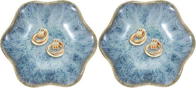 uxcell 2Pcs Ceramics Jewelry Plate, Lotus Leaf Shape Key Holder Bowl for Entryway Table Decor Small Ring Tray Dish Gift for Women Girlfriend, Cold Ash
