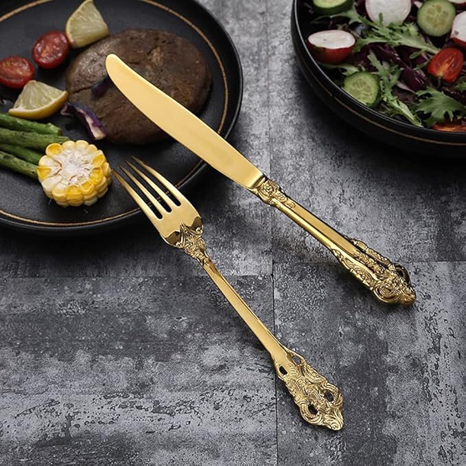 Silverware Set for 16 Durable 18/10 Stainless Steel Flatware Set Palace Style Modern Cutlery Utensils Set 64 Piece Include Knives Forks and Spoons Tableware Set for Home Kitchen Restaurant