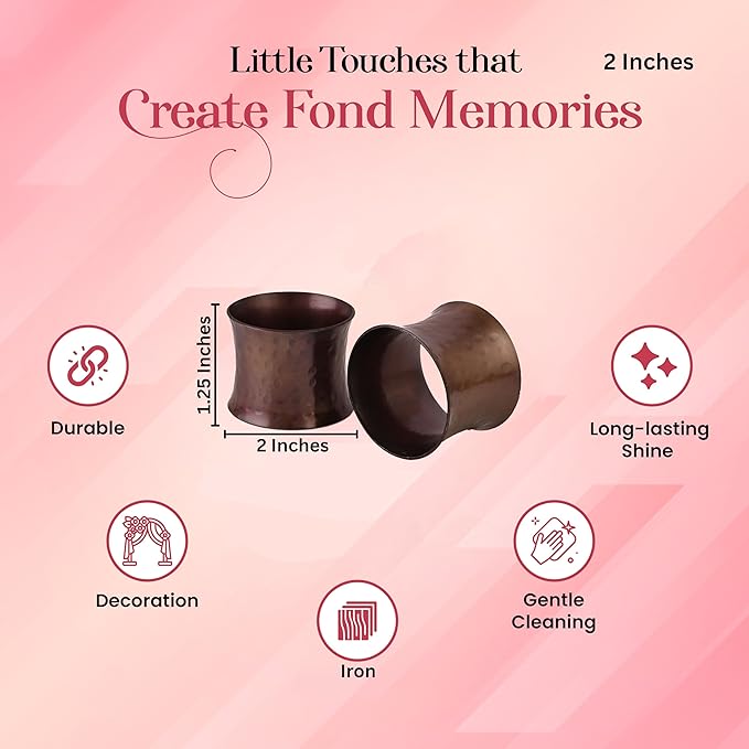 Bronze Napkin Rings, Napkin Ring Set of 12, Napkin Holders for Dining Table Settings Thanksgiving Metal Serviette Ring Rustic Table Décor for Weddings, Parties, and Everyday Use - CLEENTABLE