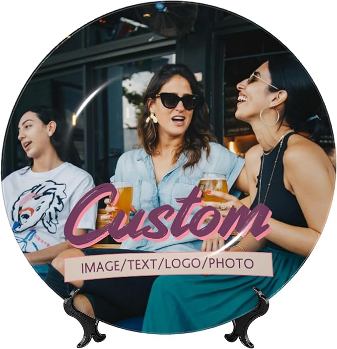Custom Photo Ceramic Decorative Plates Personalized Porcelain Plate Add Logo Photo Text Ceramic Dinner Plate Home Decor (6 in)
