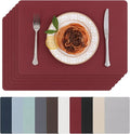 SHACOS Placemats Set of 6 Faux Leather Waterproof Leakproof Wipeable PU Non-Slip Vinyl Place Mats Heat Resistant Table Mats for Kitchen Dining Table Indoor Outdoor, Red