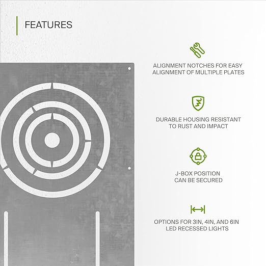 ASD 13 Inch New Construction Mounting Plate with Asymmetric Round Hole - 3/4/6 Inch Flat Steel Rough in Wafer Light Bracket, Shallow LED Recessed Lighting Housing, 48 Pack