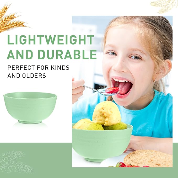 Geosar 18 Pcs Unbreakable Cereal Bowls 24 Oz Microwave and Dishwasher Safe Wheat Straw Fiber Lightweight Bowl for Soup Kitchen Serving Salad Dishes Oatmeal(Green)