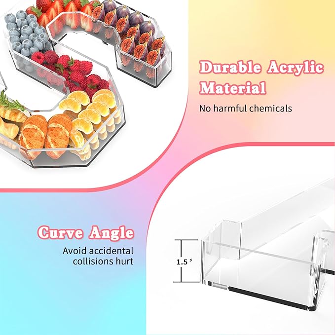 11" Acrylic Letter Charcuterie Tray, Charcuterie Letters Fillable Box for Food, Reusable Serving Cake Candy Dish Display Tray for Birthday Anniversary Party Decoration (Letter P)