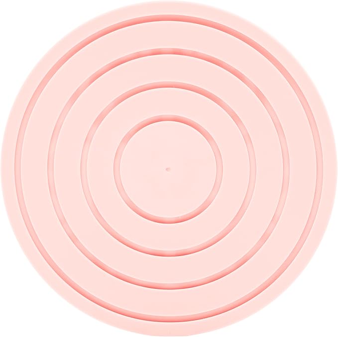 Drink Coasters for Tabletop Protection - Set of 4 No-Slip Silicone Rubber Coasters for Coffee Table, Desk & More - USA-Made Coasters for Drinks w/Liquid-Catching Grooves (Light Pink)