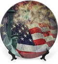 Ceramic Display Plate, American Flag Ceramic Hanging Decorative Plate, Fireworks 4th of July, 6 Inch, Household Custom Ceramic Plate, Multicolor