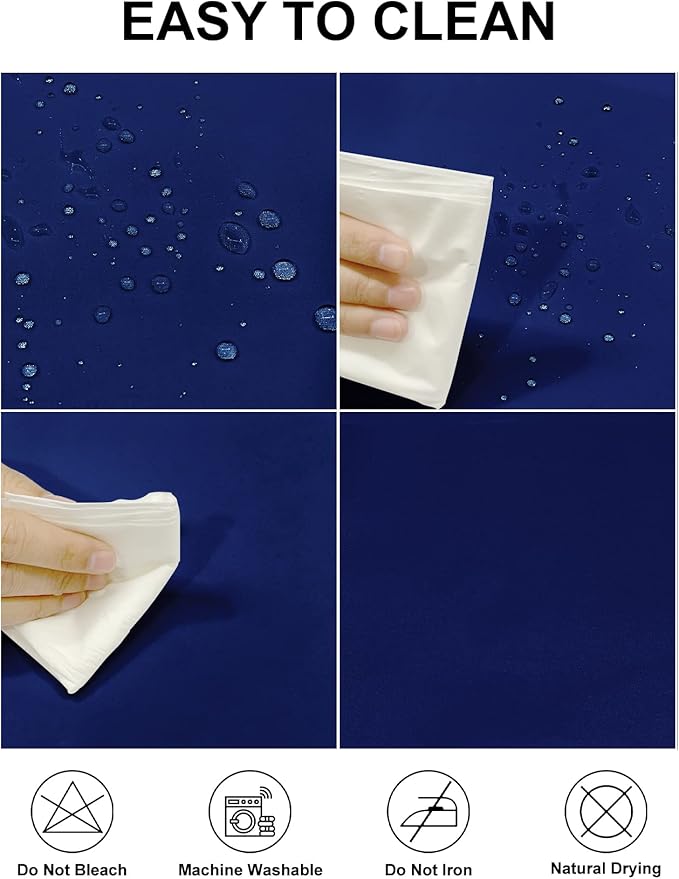 Fokitut 2 Pack Waterproof Square Tablecloth, 90x90 Inch, Stain Resistant and Wrinkle Polyester Table Cloth, Fabric Table Cover for Kitchen Dining, Wedding, Party, Holiday Dinner-Royal Blue