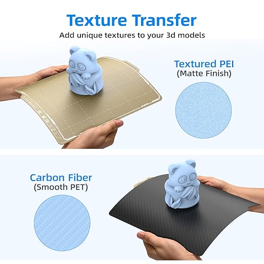 BIQU Designer Series Smooth PET+Textured PEI Build Plate for Bambu-Lab P1P P1S P2S X1C X1E A1 257x257mm, Double Sided PEI Spring Steel Build Plate Flexible Sheet Print Bed Removable Surface Platform