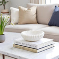 Braxio Decorative Bowl Modern Home Decor – White Ruffle Bowl Decorative Catchall for Entryway Dining Table Living Room Centerpiece Key Holder Fruit Bowl 9 x 9 x 2.6 Inch Art Deco Style
