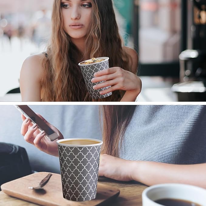 Lamosi Coffee Cups 10 oz 200 Pack, Disposable Paper Coffee Cups, Disposable Cups,10 oz Hot Cup,10oz Paper Insulated Cup for Cold Hot Drinks (No Lids)