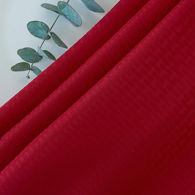 maxmill Rectangle Christmas Tablecloth Weaved Texture Waterproof Spillproof Wrinkle Free Table Cloth, Kitchen Dining Room Decoration, Holiday Party, Banquet Event Dinner, 52 x 70 Inch, Red