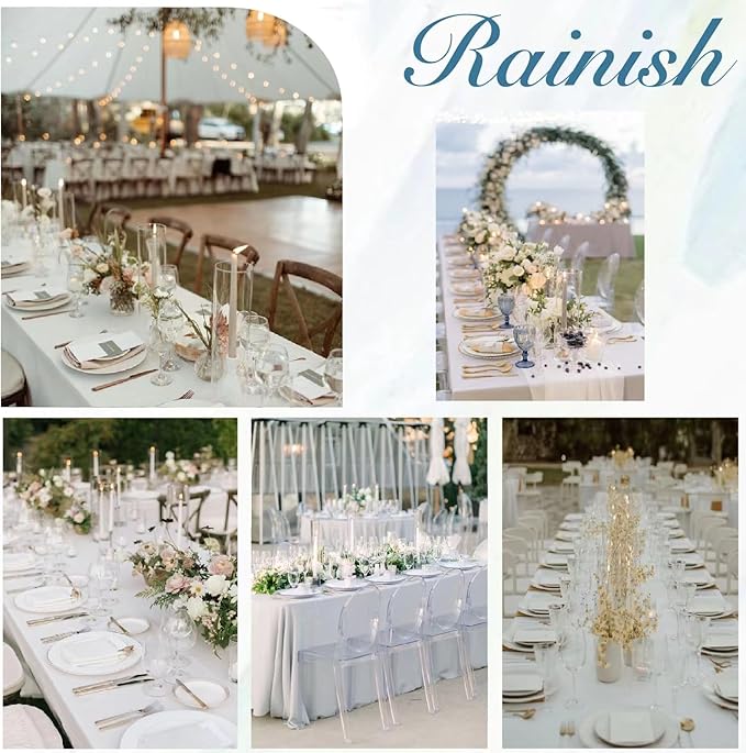 10 Pack White Table Cloth 60 x 102 Inch Polyester tablecloths for 6 FT Rectangle Tables, Stain and Wrinkle Resistant Washable Fabric White Table Covers for Parties