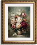 InSimSea Gold Picture Framed Wall Art, Living Room Vintage Moody Flower in Vase Wall Decor, Still Life Floral Canvas Print Art, Home Farmhouse Decor, Antique Paintings with Frame 13x16inch