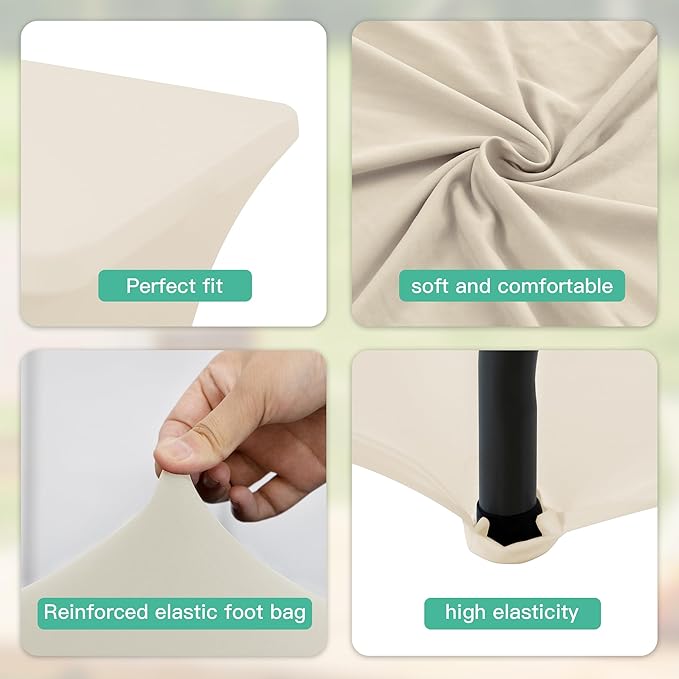 6Pack 6FT Table Cloth for Rectangular Fitted Events Stretch Cream Table Covers Washable Spandex Tablecloth Protector for Party, Wedding, Cocktail, Banquet, Festival