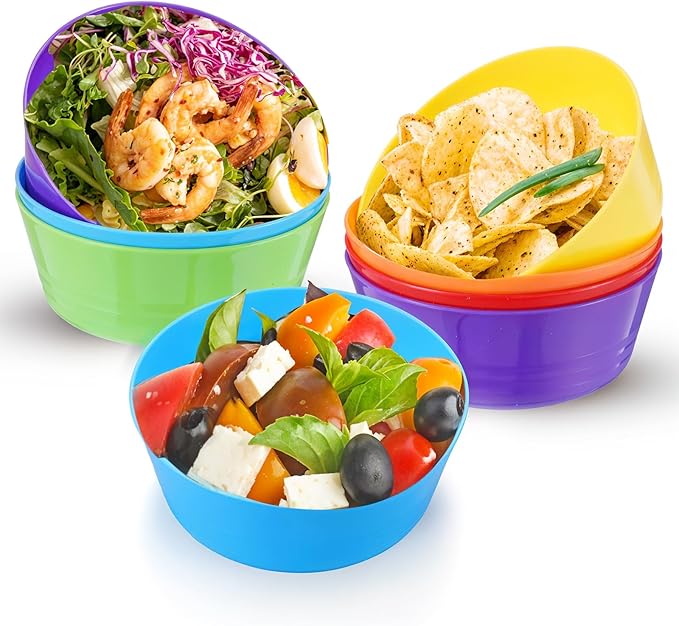 24 Pack Plastic Bowls, 11 Oz Colorful Toddler Bowl Set, BPA Free Small Dessert Bowls Unbreakable Small Snack Cereal Bowl, Dishwasher Safe, 6 Assorted Colors