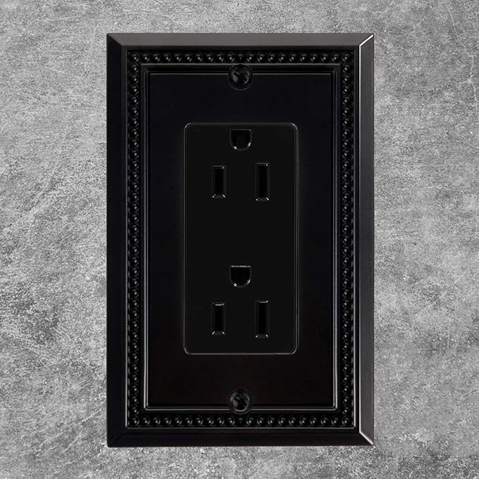 Henne Bery Sunken Pearls Heavy Duty Switch Plate/Wall Plate/Outlet Cover (Single Decorator 2PK, Matte Black)
