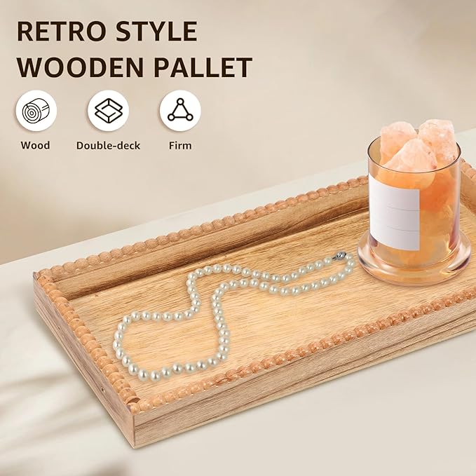Wood 2 Tier Countertop Organiser, Bathroom Kitchen Counter Shelf Rack Caddy Tray, Small Wood Organization Shelves, Perfume Makeup Counter, Countertop Skincare Display Shelf for Sink Coffee Bar