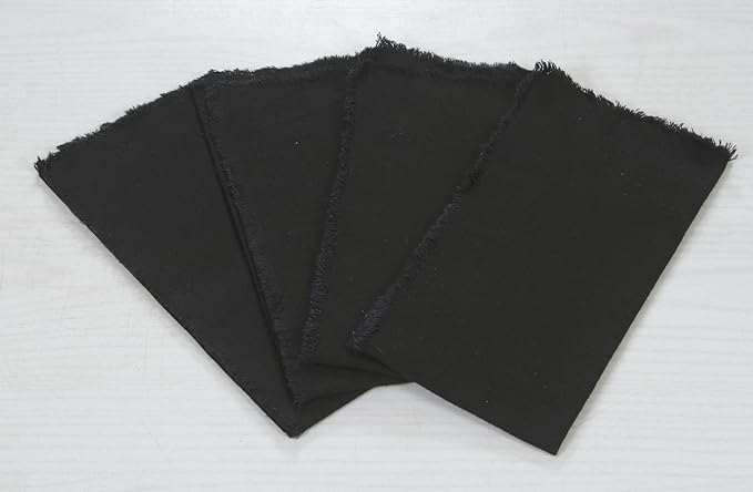ACCENTHOME Black Cotton Linen Napkin Set of 12 18x18 inch Dinner Napkins - Washable Soft Premium Hotel Quality Reusable Hemmed Edges Napkins Perfect Table Linens for Family Dinners, Weddings