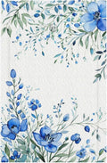 Light Switch Cover Blue Watercolor Flowers Retro Floral Leaves Wall Plate Cover 1 Gang Blank No Device Decorative Outlet Covers Electrical Switchplate for Bathroom Bedroom Decor