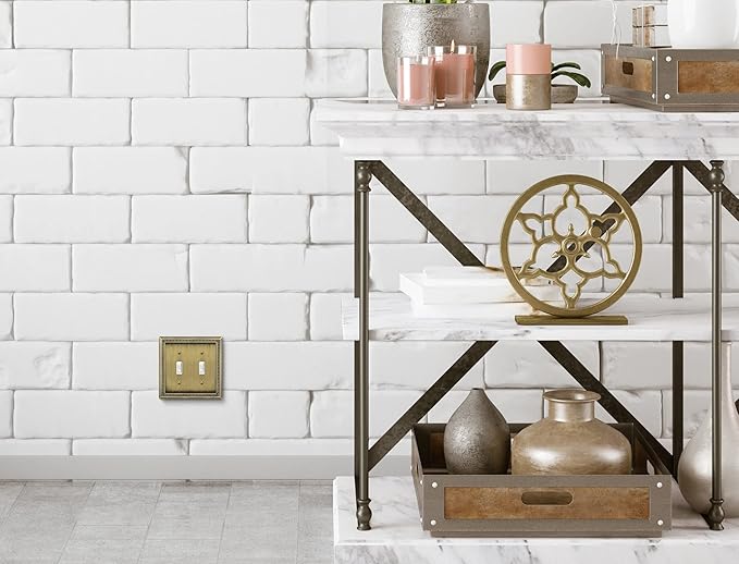 Henne Bery Sunken Pearls Heavy Duty Decorative Wall Plate Switch Plate Outlet Cover (Double Toggle, Antique Brass)