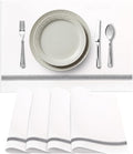 Premium Cloth Striped Placemats Set of 4 – 100% Soft Durable Jacquard Woven Cotton Table Placemats with Stain-Release Fabric – Machine Washable for Dining Table – Grey, 20"x14"