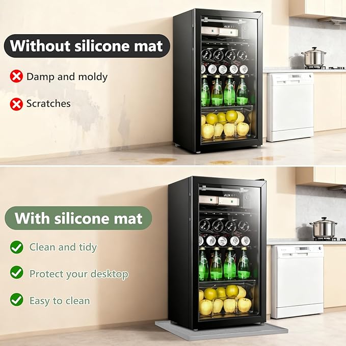 AKEfit Heat Resistant Silicone Mat, Non-Slip Waterproof Air Fryer Mat for Kitchen Countertops, Oven, AC,Stove Top & Dining Table Protection (Grey)