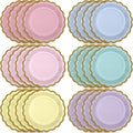 48 Pcs Pastel Rainbow Paper Plates 9 Inch Gradient Color Scalloped Paper Disposable Dinner Dessert Plates for easter Birthday Wedding Bridal Party Supplies, 6 Colors