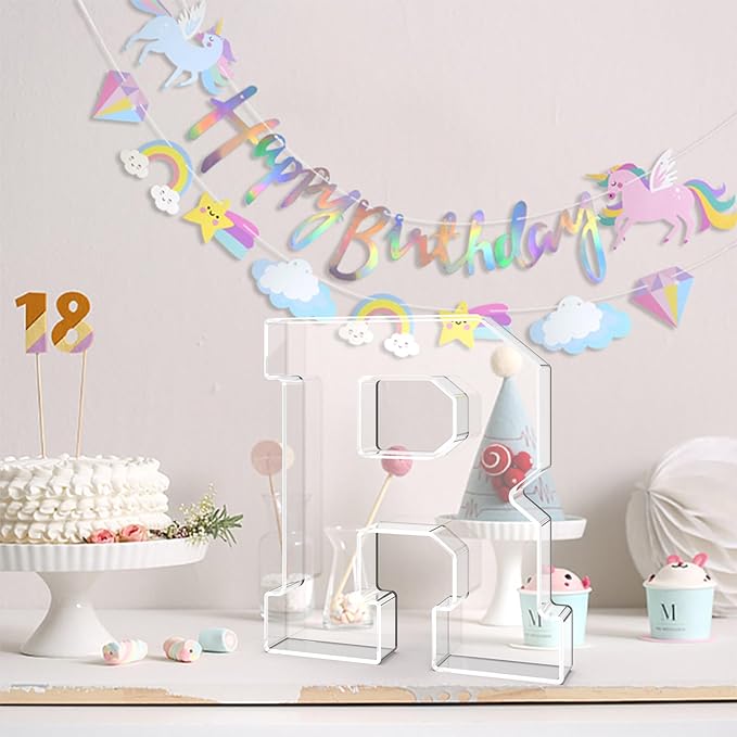 11" Acrylic Letter Charcuterie Tray, Charcuterie Letters Fillable Box for Food, Reusable Serving Cake Candy Dish Display Tray for Birthday Anniversary Party Decoration (Letter R)