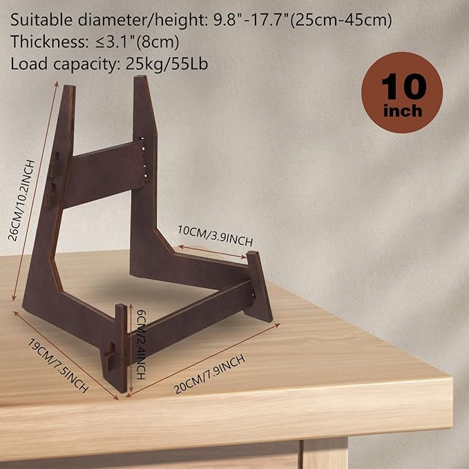 Plate Stands for Display,10 Inch wooden Plate Holder Display Stands,Frame holder stand for Book, Picture,plaque, Decorative Plate, Photo and Platter, Tabletop Art.(2 Pack )