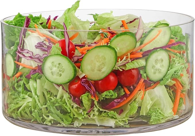 MDLUU Large Glass Salad Bowl,156 Fl Oz, Glass Fruit and Trifle Bowl, Mixing and Serving Bowl for Salads, Dessert, Cake