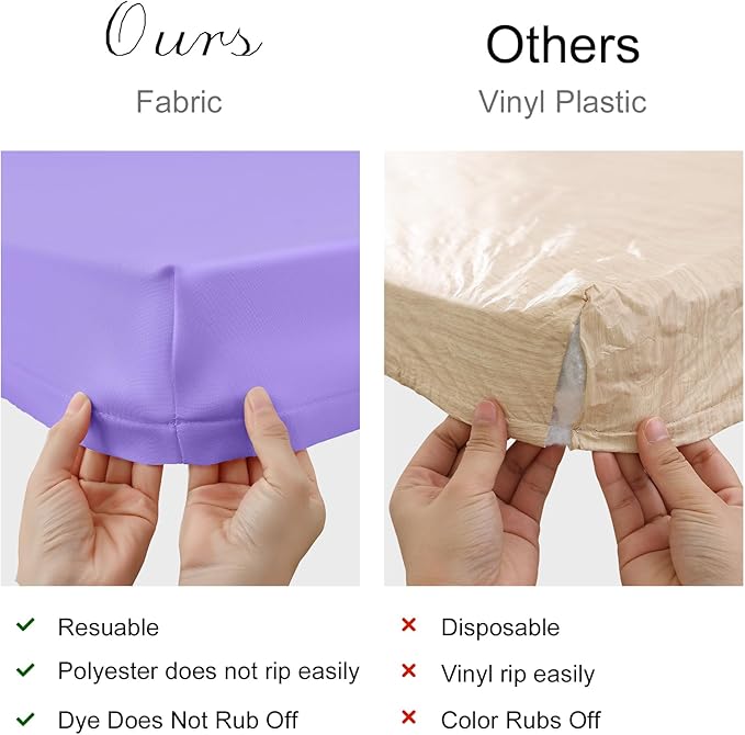 homing 2 Pack Rectangle Table Cloth, Elastic Fitted Fabric Tablecloth Fits for 4 Foot Folding Tables, Washable Table Cover for Picnic, Camping, Indoor & Outdoor (Lavender, 24" x 48")