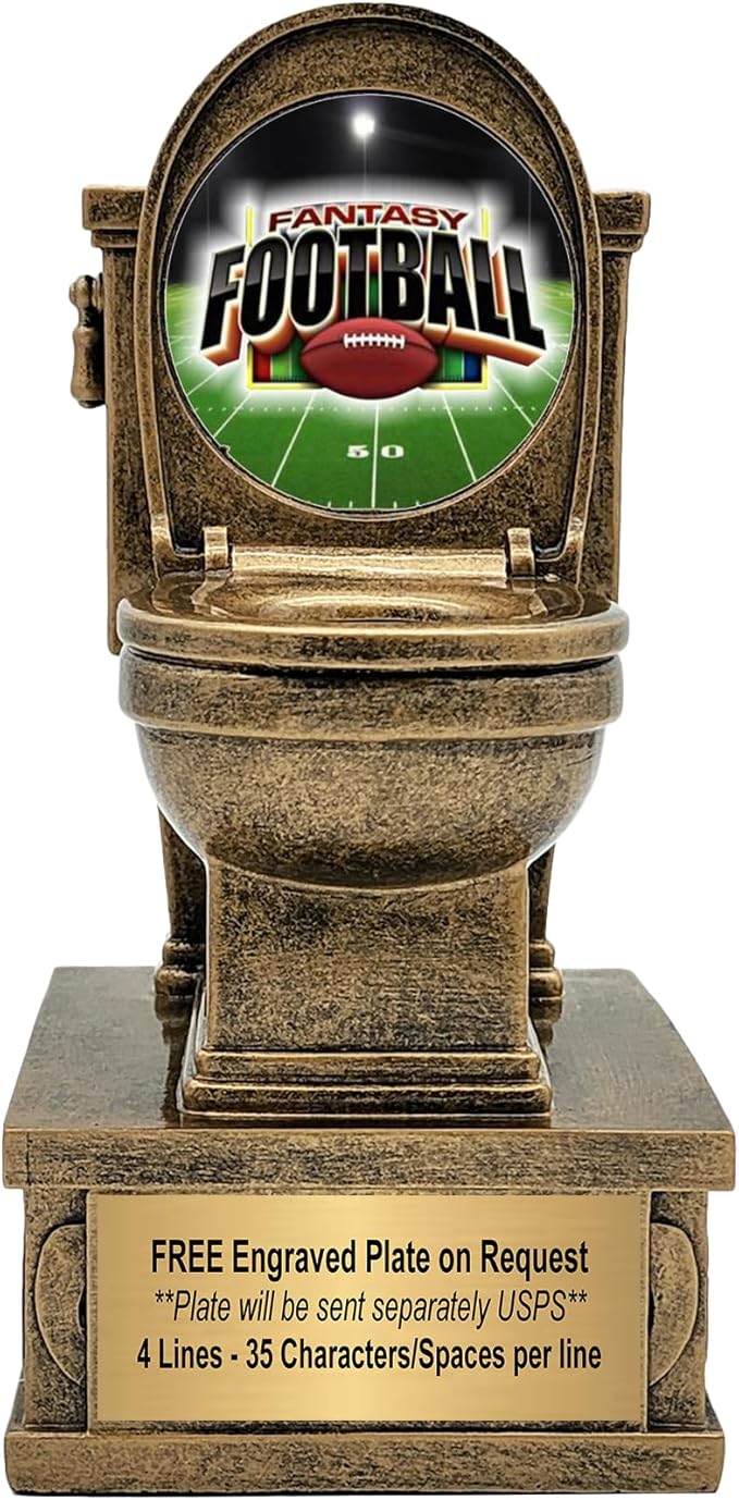 Decade Awards Action Pedestal Gold Toilet Bowl Trophy with Optional Inserts - Custom Engraved Plate On Request (7 Inch Tall)