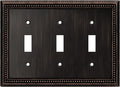 Henne Bery Sunken Pearls Heavy Duty Decorative Wall Plate Switch Plate Outlet Cover (Triple Toggle, Aged Bronze)